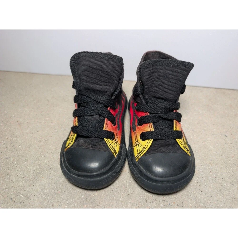 Converse Chuck Taylor All Star Hi Flames Fire Black Toddler Shoes Size 4T
